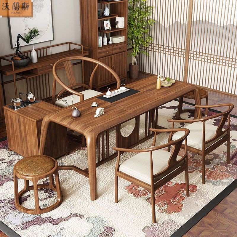 新中式现代泡茶桌椅组合茶艺茶道一体泡茶台实木茶桌禅意茶室家具