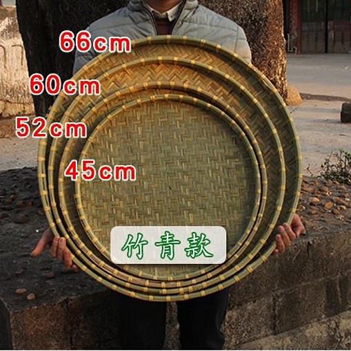 竹编簸箕全青皮圆形筛子筲箕竹筛收纳晾晒干货竹簸箕农家竹篮绘画