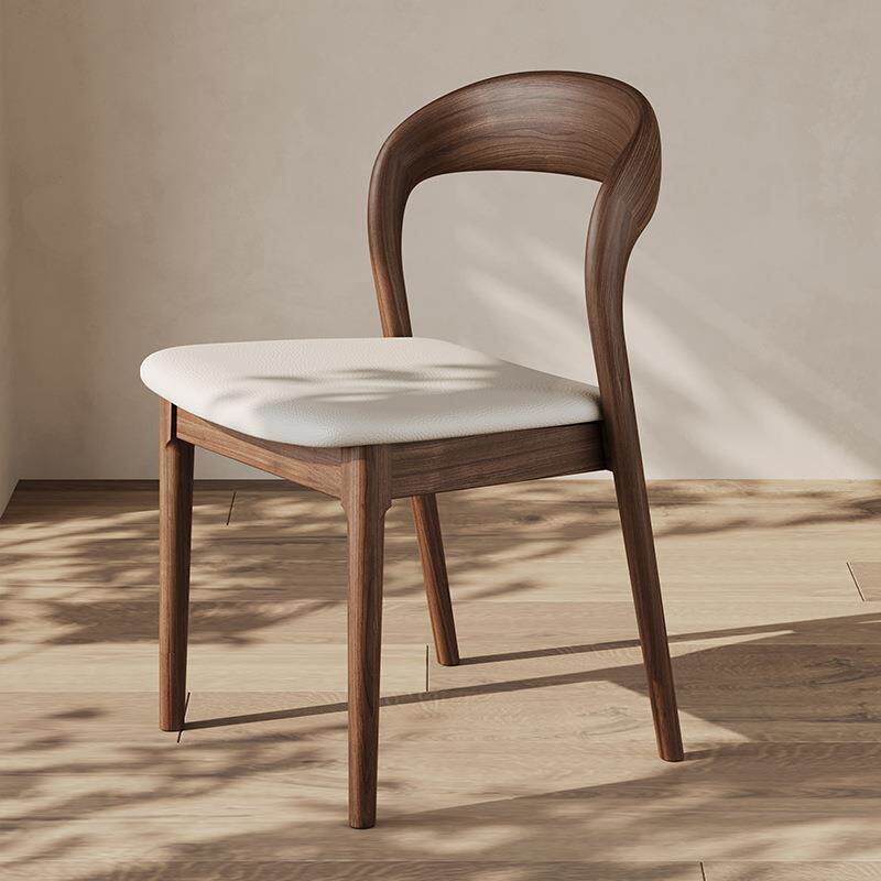 实木餐椅意式极简中古风椅子轻奢高级感网红家用白蜡木餐厅餐桌椅