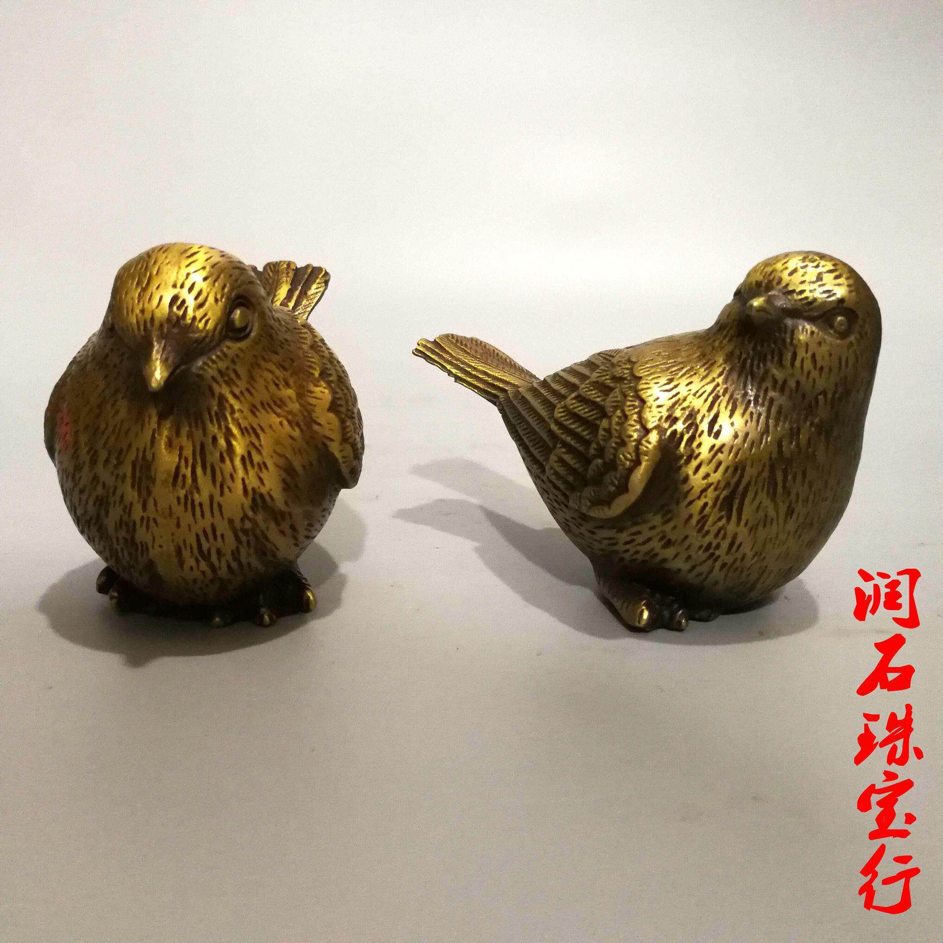 包邮居铜麻雀详咨询客一对铜家小鸟小雀麻雀摆件家装礼饰品古玩收