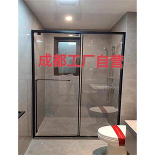 成都极窄淋浴房一字型圆弧形钻石型T字形L型淋浴隔断玻璃