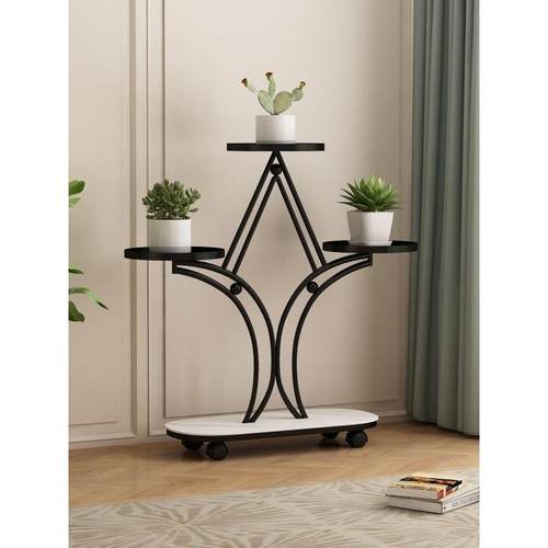 架子客厅落地FAH式台阳置物架花肉花架万向轮铁艺花盆托架多层多