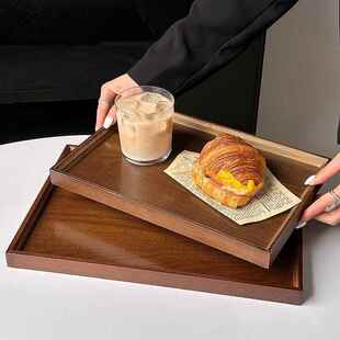 胡桃木托 托盘长方形家用餐盘竹木质蛋糕点心盘茶接水盘中式收纳