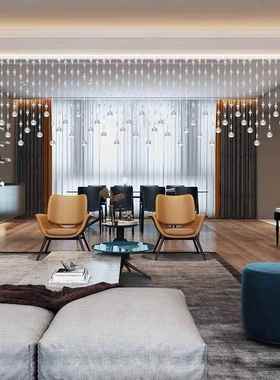 水晶珠帘珠客厅隔子断帘装饰家风半水挂帘门帘DJC免打孔吊用帘子