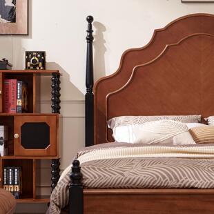 实安娜法式 双人床主卧大床床婚床 199复古中古风木1.床8米美式