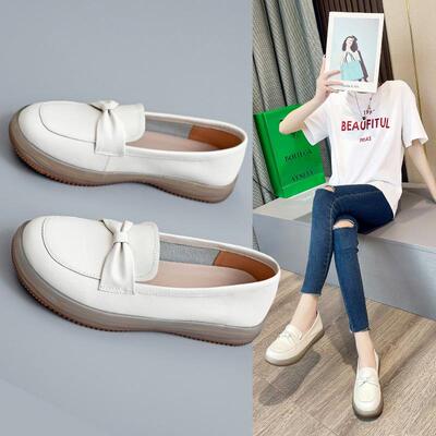 真皮软底小白鞋女超软头层牛皮浅口女鞋2026新款夏季薄款平底板鞋