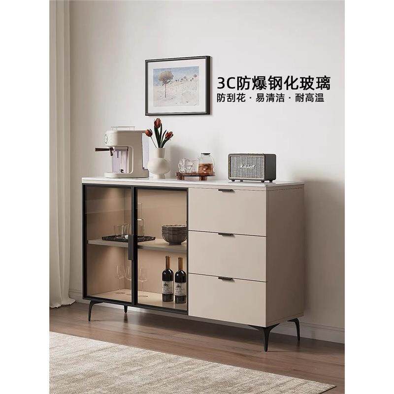 Tal岩板餐边柜靠墙家用微波炉收纳储物柜沙发隔断柜厨房现代简约