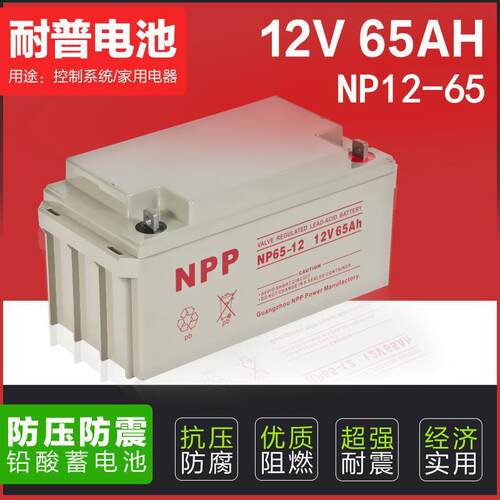 耐普蓄电池NPP NPG65-12 12V65AH 免维护胶体蓄电池UPS/EPS专用