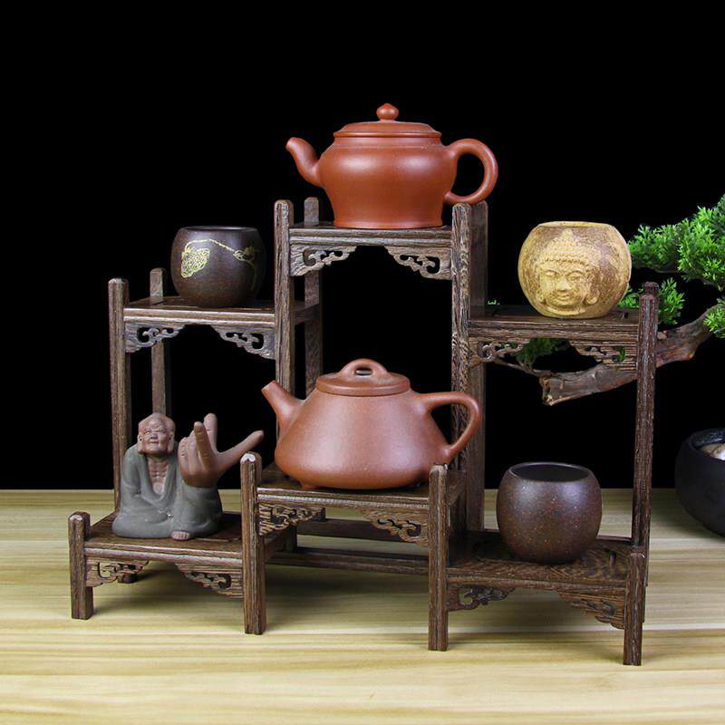红木鸡翅木红酸枝茶架紫砂壶茶壶茶杯茶宠茶具展示架收纳架博古架