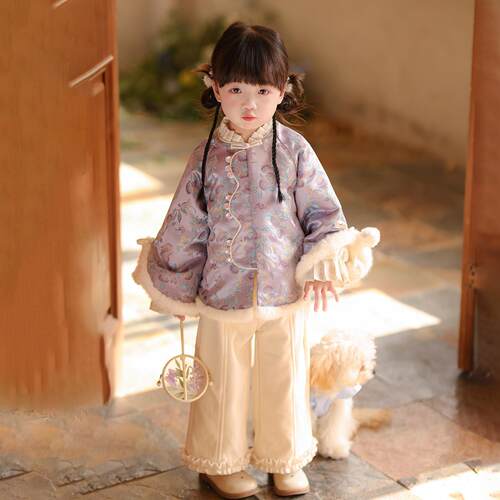 汉服女童2026新款儿童新中式裤子套装宝宝国风新年装拜年服唐装冬