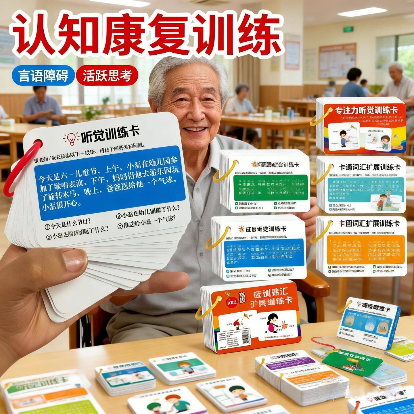脑梗语言康复训练卡片老人听觉视觉专注力听动协调记忆益智锻炼
