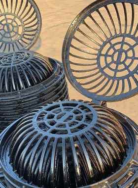 球墨铸溢流井形圆方形井盖板溢流截污井63663口雨水篦重型铁排水