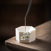 花香立式 家用小座茶桌摆件捏香香炉香炉室内白瓷手工新 插创意中式