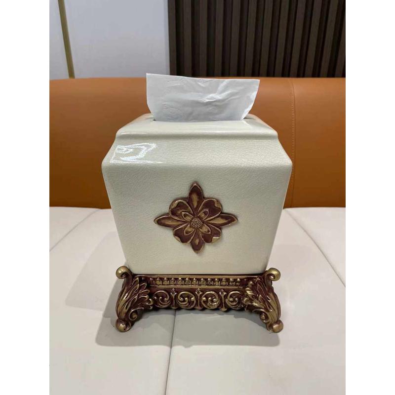 欧式陶瓷纸巾盒家用创意酒店收纳盒装饰摆件美式餐巾盒简约抽纸盒