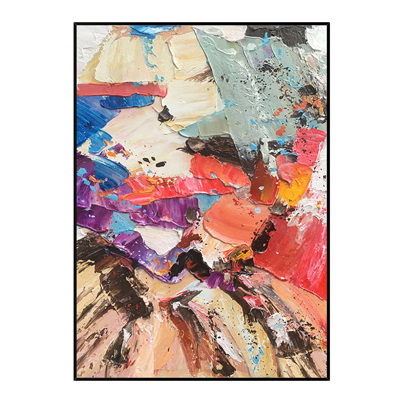 纯手绘油画客厅装饰画现代简约大幅立体抽象艺术色块走廊玄关挂画图片