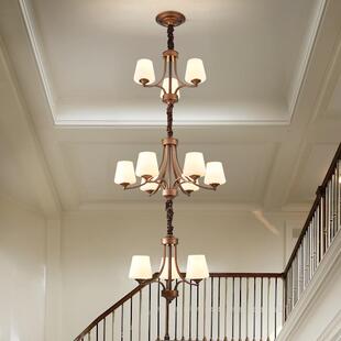 复式 简约lot酒店旋转厅三层长吊梯灯 楼f客双层大吊灯楼别墅美39式