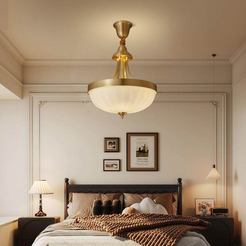 全铜美式餐厅吊灯北欧吧台简约客厅灯主卧室灯书房田园饭厅灯具无