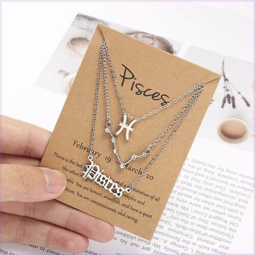 3Pcs/set 12 Zodiac Sign Necklace For Women 12 Constellation