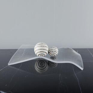 简约现代创意透明网格果盆客厅样板房售楼处大堂桌面收纳果盘摆件