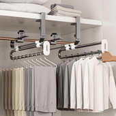 子裤 裤 收纳衣架挂衣杆衣柜内置挂裤 抽拉式 挂轨道 架伸缩滑轨顶装