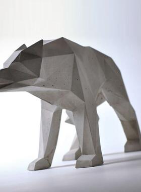 工业风真水泥动物摆件客厅玄关书房软装售楼处样板间创意家居饰品