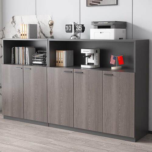 文件柜靠墙矮柜办公室落地收纳柜茶水柜边柜木质柜办公置物储物柜