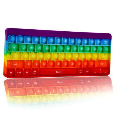 kids Rainbow Silicone Keyboard pop it Fidget Toys按键盘玩具