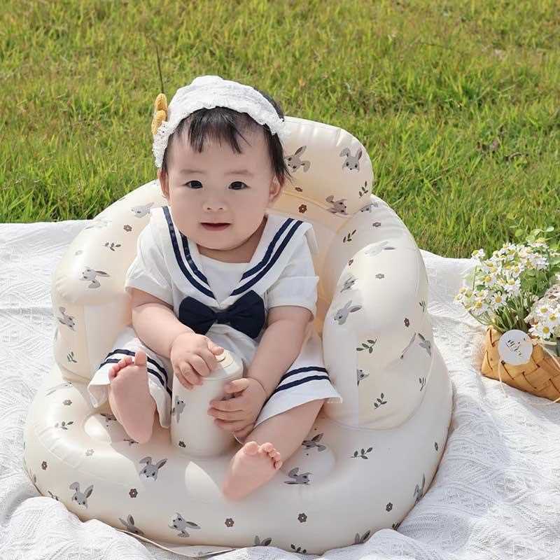 新款直销ins韩风便携式宝宝坐立洗澡浴凳防摔椅学座椅婴儿充气沙