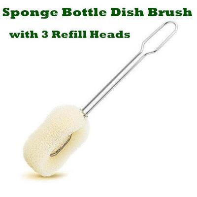 Sponge Bottle Dish Brush with 3 Refill Heads