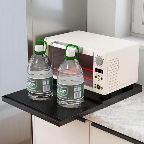 厨房微波炉支架底部抽拉工作台置物架备菜抽屉式烤箱推拉配菜