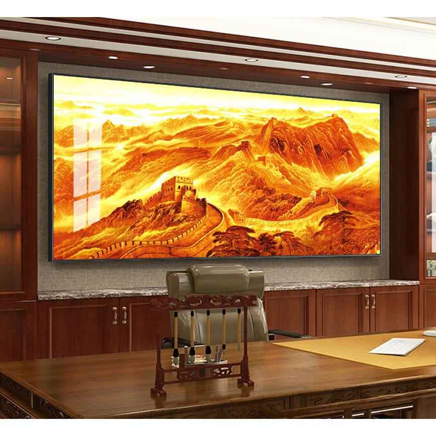 网红色万国里长客厅挂画沙壁发背城景墙画画办公室装饰靠山金图山