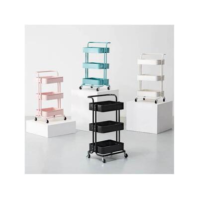 Three-tier mobile trolley kitchen shelves floor-to-floor mul