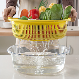 厨房洗菜盆沥水篮大尺寸塑料漏盆大号双层滴水滤水汲水特大菜篮子
