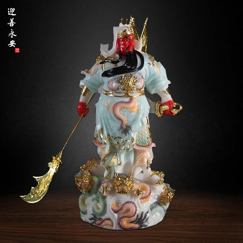迎善永安汉白玉站相关公关帝爷家用供奉关武圣君像关二爷武财造像