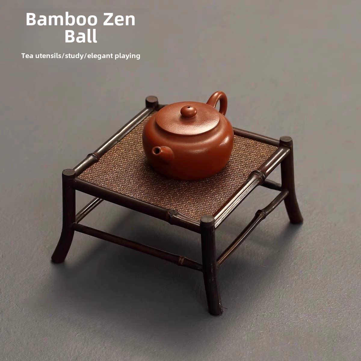 竹禅宗痕迹|紫竹藤席茶几壶架竹紫砂壶架创意功夫茶具小茶几