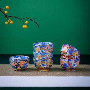 景德镇彷古珐瑯彩主人杯手绘万花功夫茶杯带内绘陶瓷品茗杯单杯子