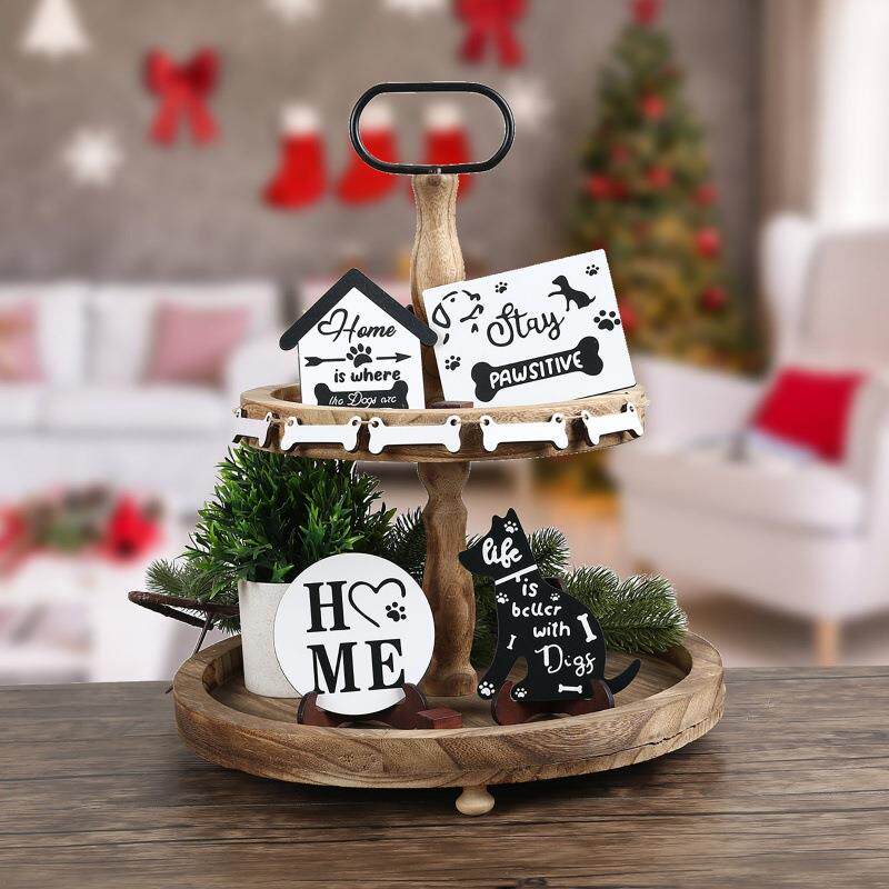 新款HOME宠物狗狗主题分层托盘装饰品 迷你小骨头系列桌面小摆件