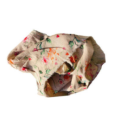 14支数码印花亚麻面料 复古色植物印花亚麻布 夏季服装布料