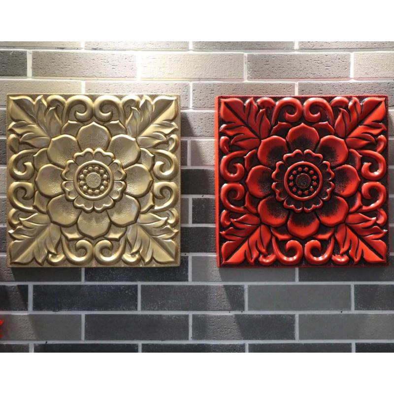 中式荷花浮雕壁饰挂件唐莲花玄关挂画客厅餐厅装饰电视背景墙饰图片