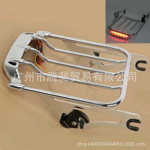 适用哈雷大滑翔街道滑翔 改装车尾后货架带LED灯后箱架09-13