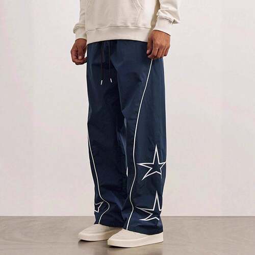 Men pants white side stripes comfortable sporty casual