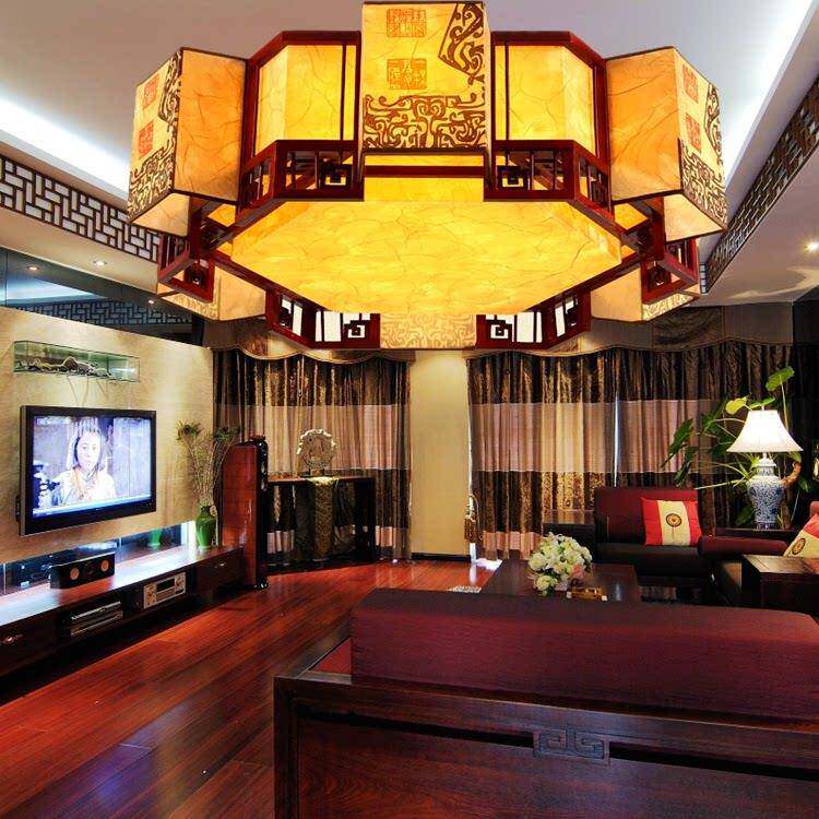 中式灯具客厅吸顶灯实木卧室饭厅灯书房灯古典艺术木质吸顶灯