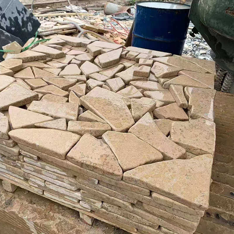 批发莱姆石自然面石皮 室内外墙地面仿古做旧石材 广场户外铺路石