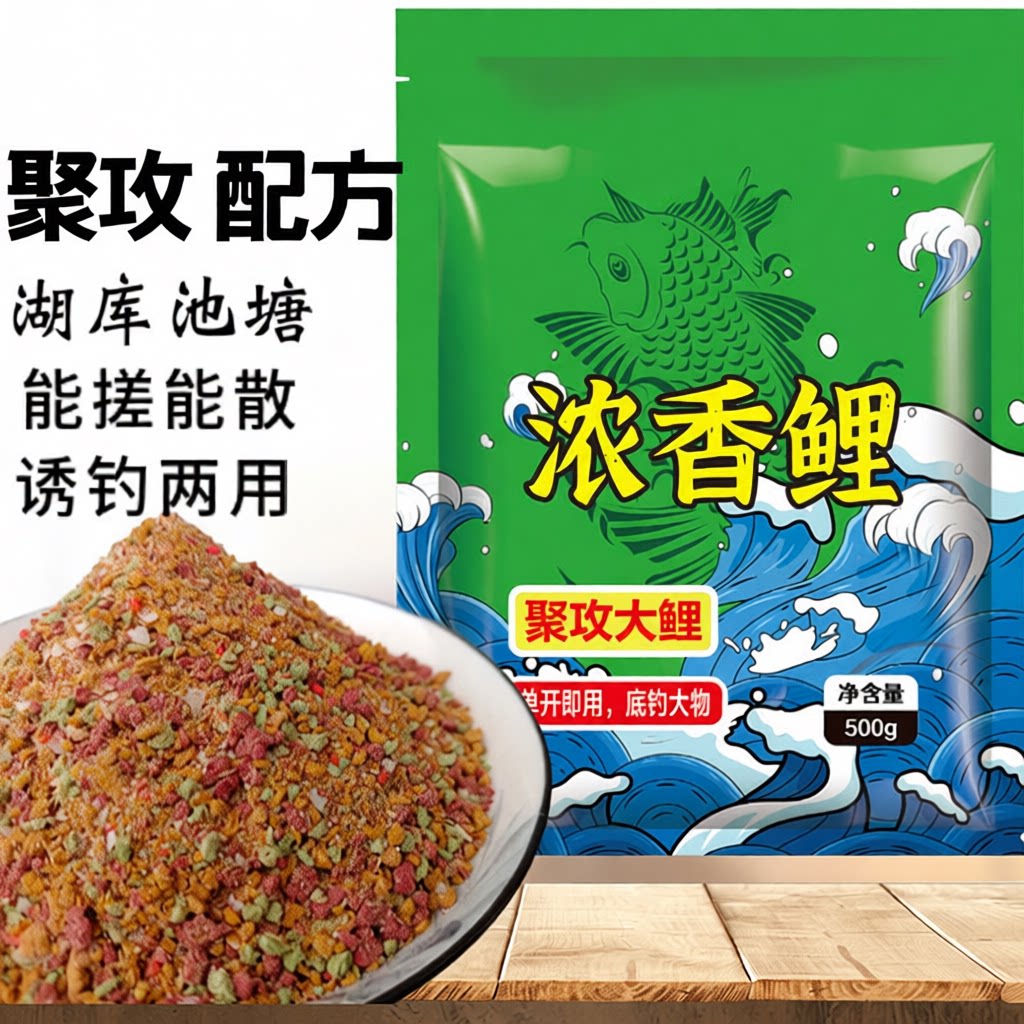 聚攻达鲤鱼浓香鲤鱼饵料浓腥鲤搓饵黑坑大体型鲤鱼四季爆护钓饵