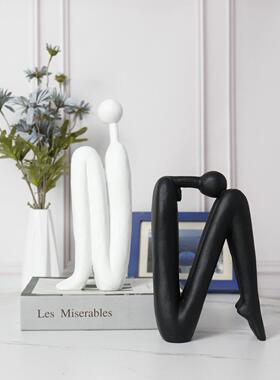 现代约北欧楼几何极简简象人物摆件样板背靠背房抽售处书房客厅软