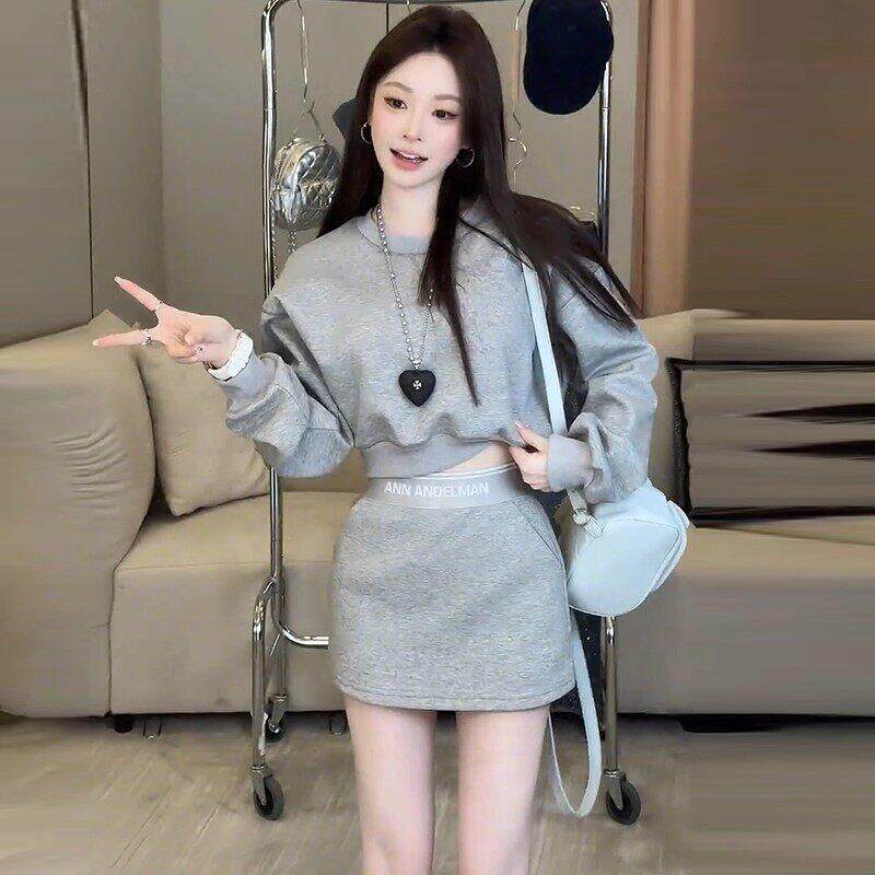香港代购休闲套装女2025早秋新款穿搭一整套洋派短卫衣短裙两件套