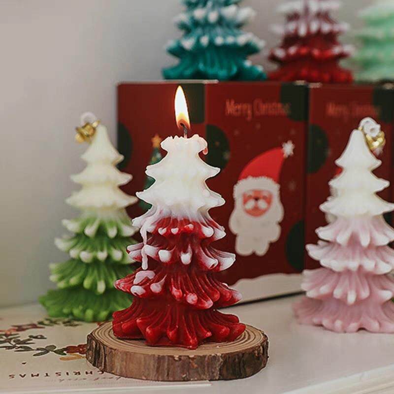圣诞节圣诞树香薰蜡烛模具DIY雪人圣诞老人石膏摆件硅胶模具