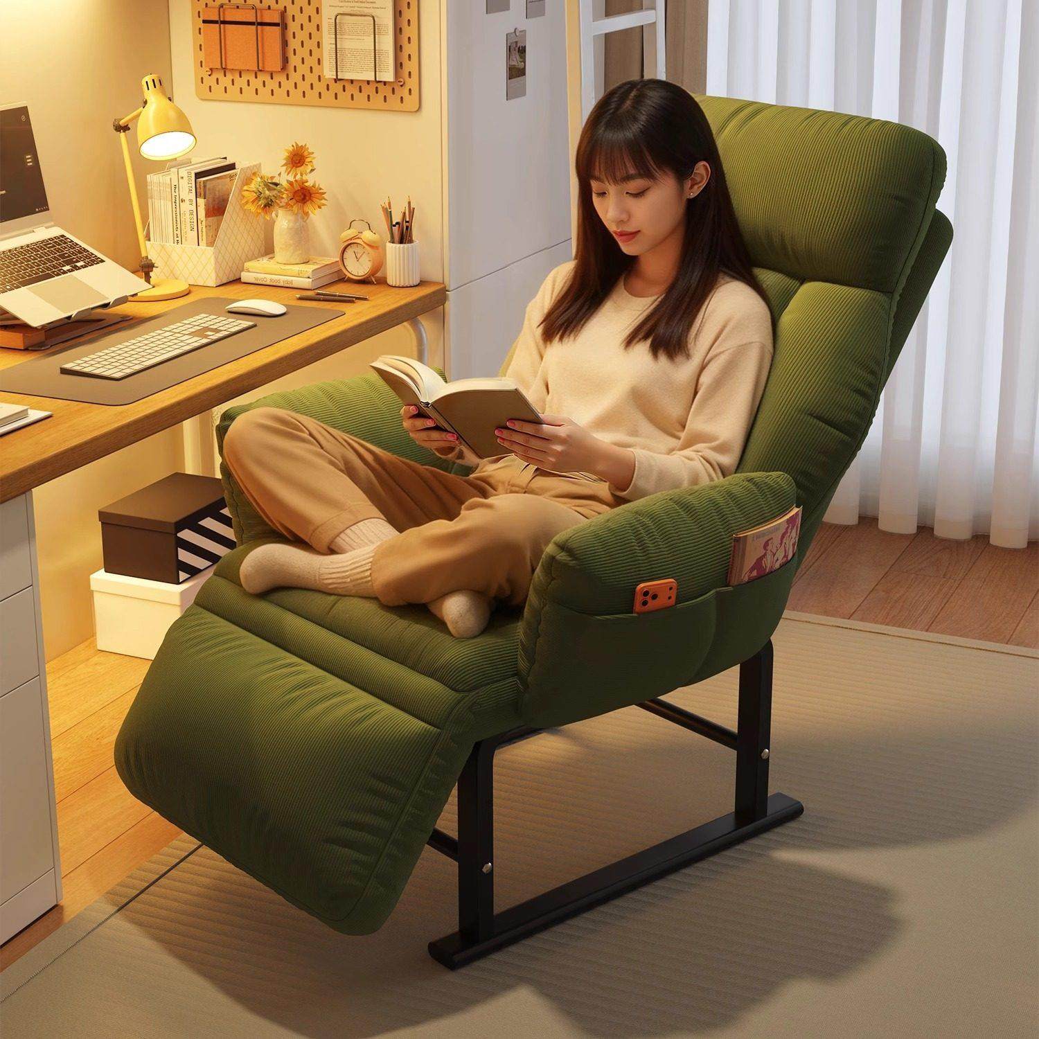 折叠椅坐睡两用电脑椅宿舍大学生躺椅家用舒适可躺单人懒人沙发椅,住宅家具,电脑椅,淘宝优惠券,粉丝福利购,淘宝优惠卷