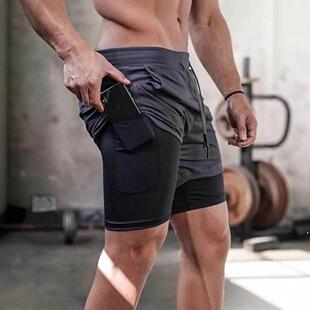 运动短裤 篮球五分裤 男士 休闲裤 双层速干透气深蹲慢跑男式 跨境夏季