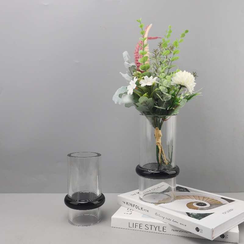 现代简约直筒玻璃水培插花花瓶摆件客厅餐厅卧室样板房家居装饰品